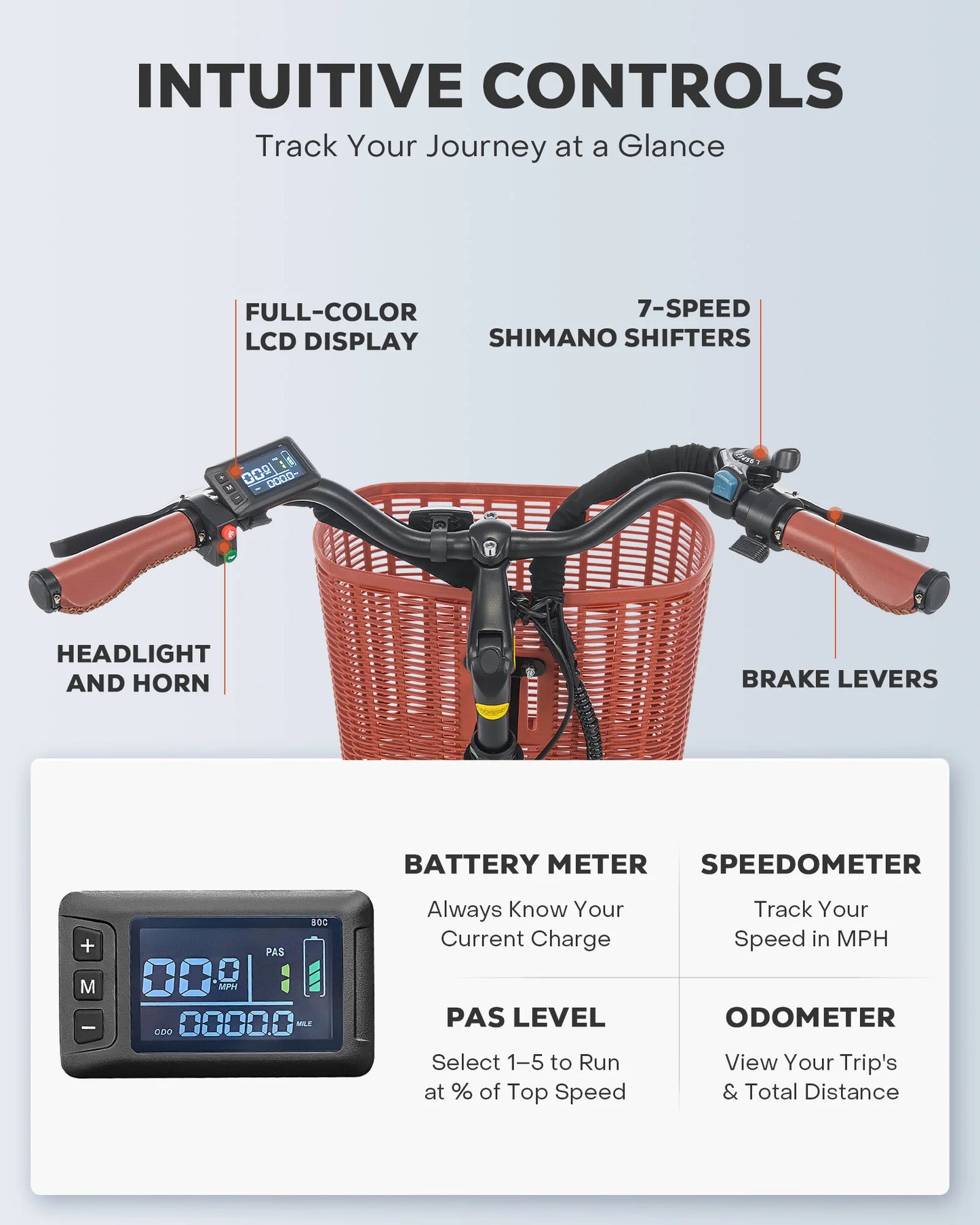 Electric Bike for Adults 350W 36V 26-Inch Shimano 7-Speed