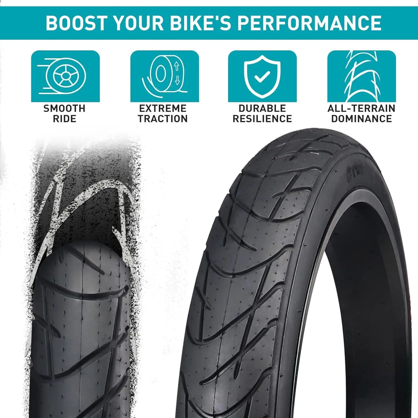 ZUKKA 26x3.0 E-Bike Fat Tire – Heavy-Duty Mountain & Snow Bike Tire | Black