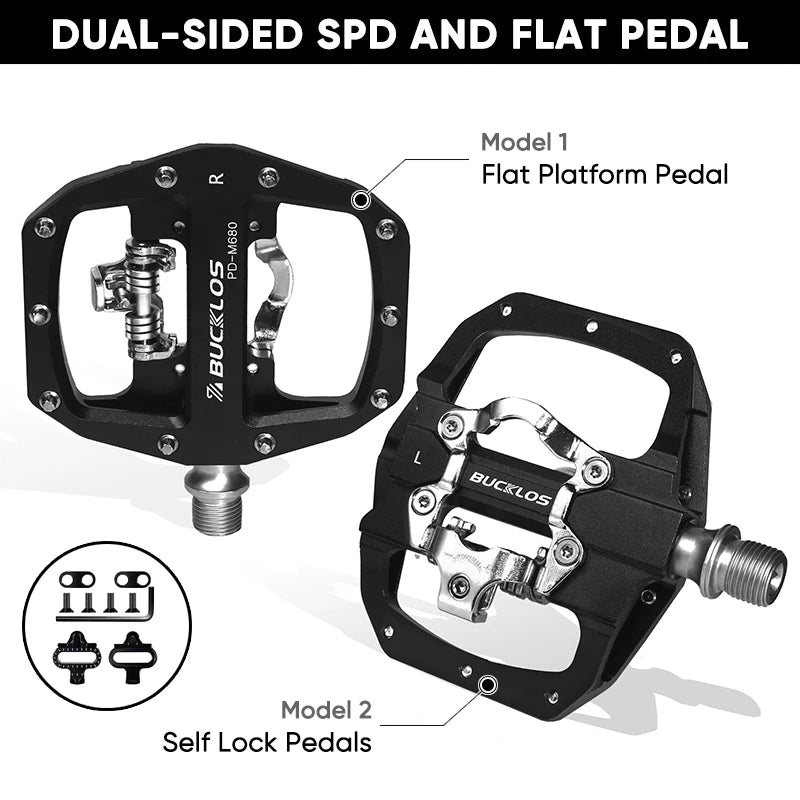 BUCKLOS Dual Function MTB E-Bike Pedals – SPD & Flat Platform