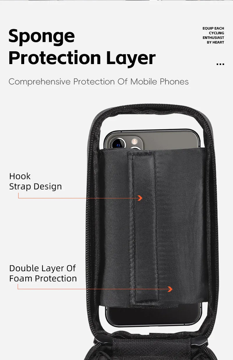 WEST BIKING Waterproof Bike Phone Bag – Front Tube Saddle Bag for 7-Inch Phones