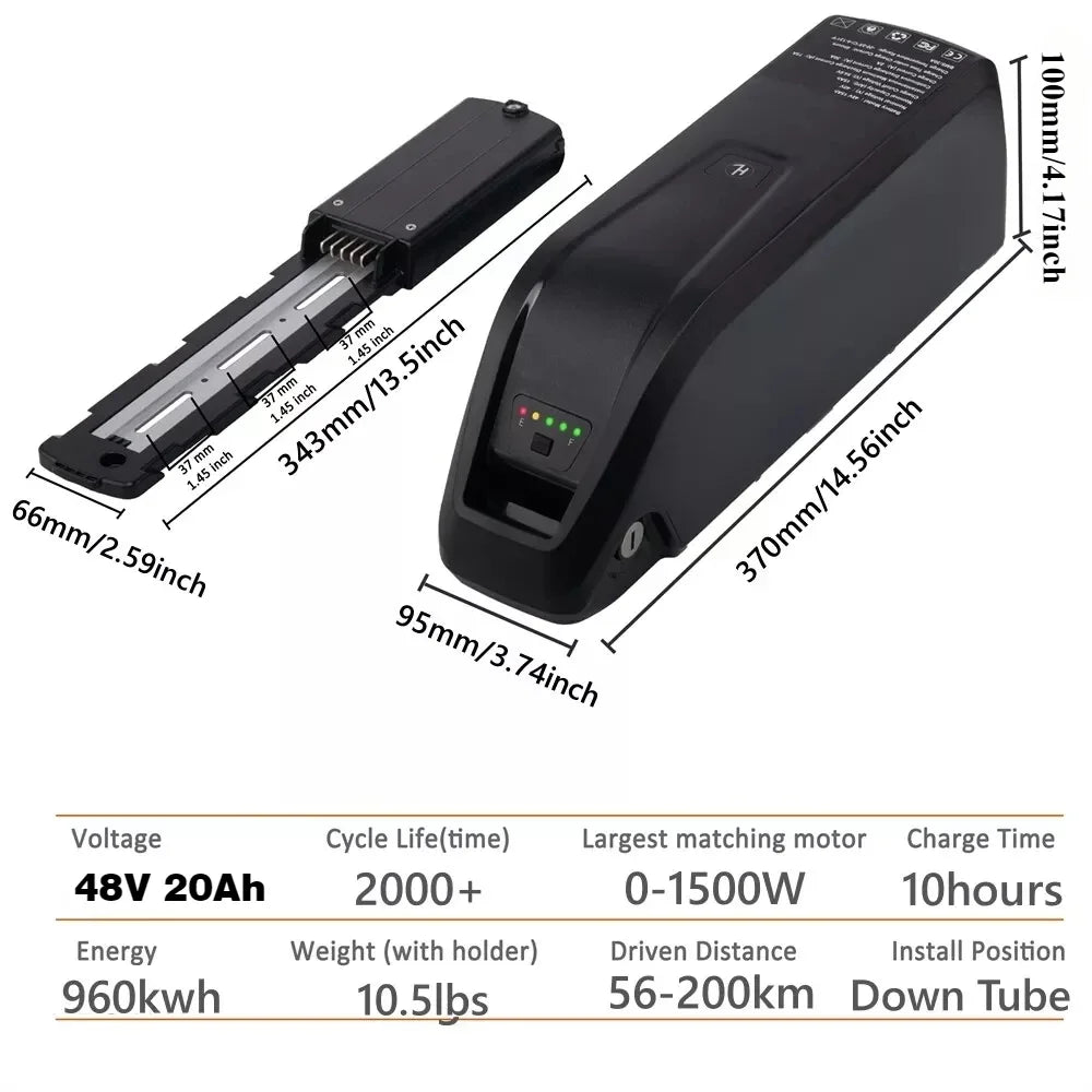 Hailong Ebike Battery 36V/48V – 10Ah–20Ah Long Range Lithium Packs