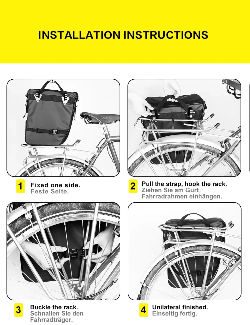 Bicycle Pannier Bag – Waterproof 3-in-1 Saddle Backpack | Rhinowalk