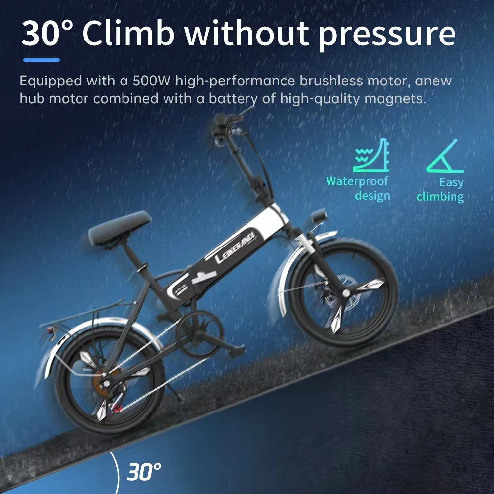 Lightweight, foldable 500W mini electric bike with lithium battery and aluminum frame. Free shipping from Electric Bikes and Accessories.