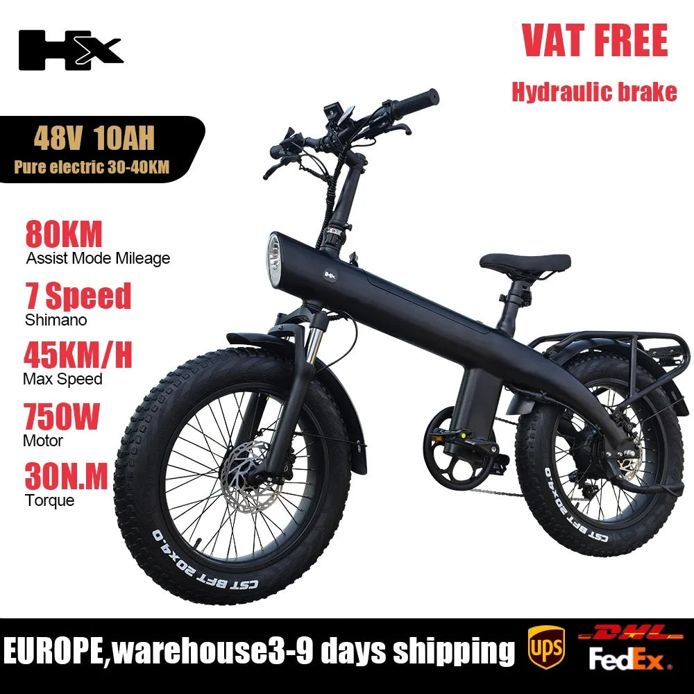 HX Q20PRO 2000W Fat Tire Folding E-Bike - Long Range Power