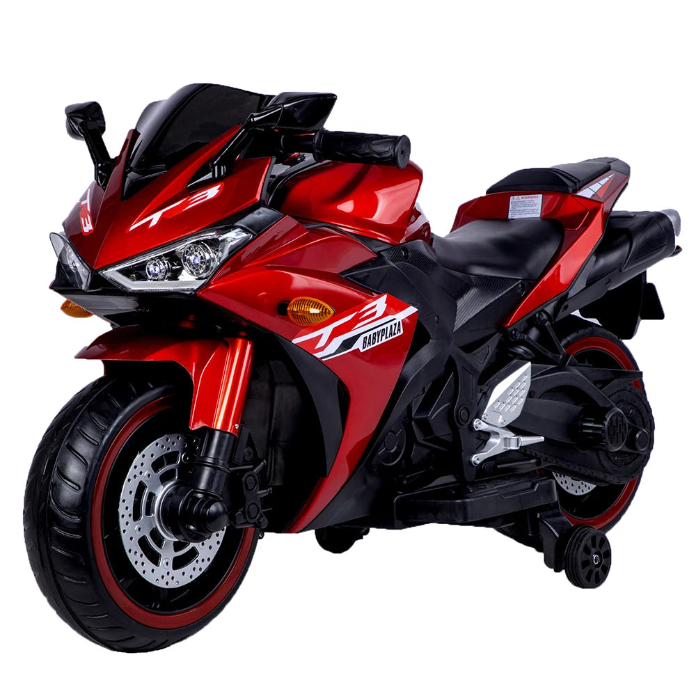 12V Kids Motorcycle Ride-On Toy with Training Wheels