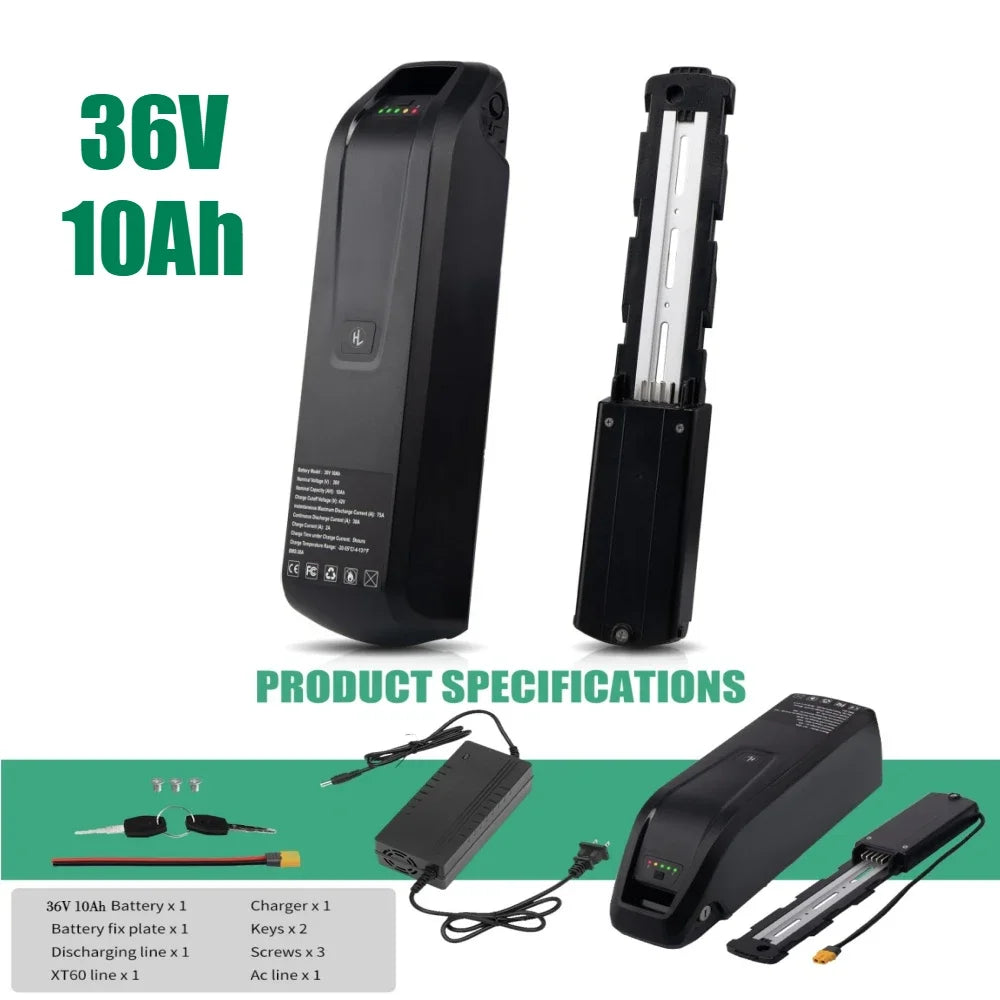Hailong Ebike Battery 36V/48V – 10Ah–20Ah Long Range Lithium Packs