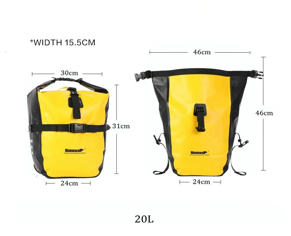 Rhinowalk Waterproof E-Bike Pannier Bag 2-Pack – 20L Each