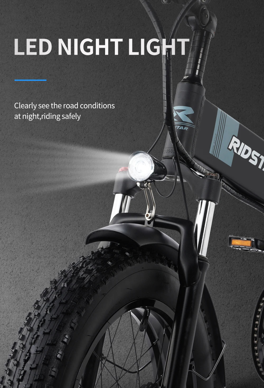 Foldable 1000W Fat Tire Ebike - Ridstar 48V 15AH Mountain E-Bike