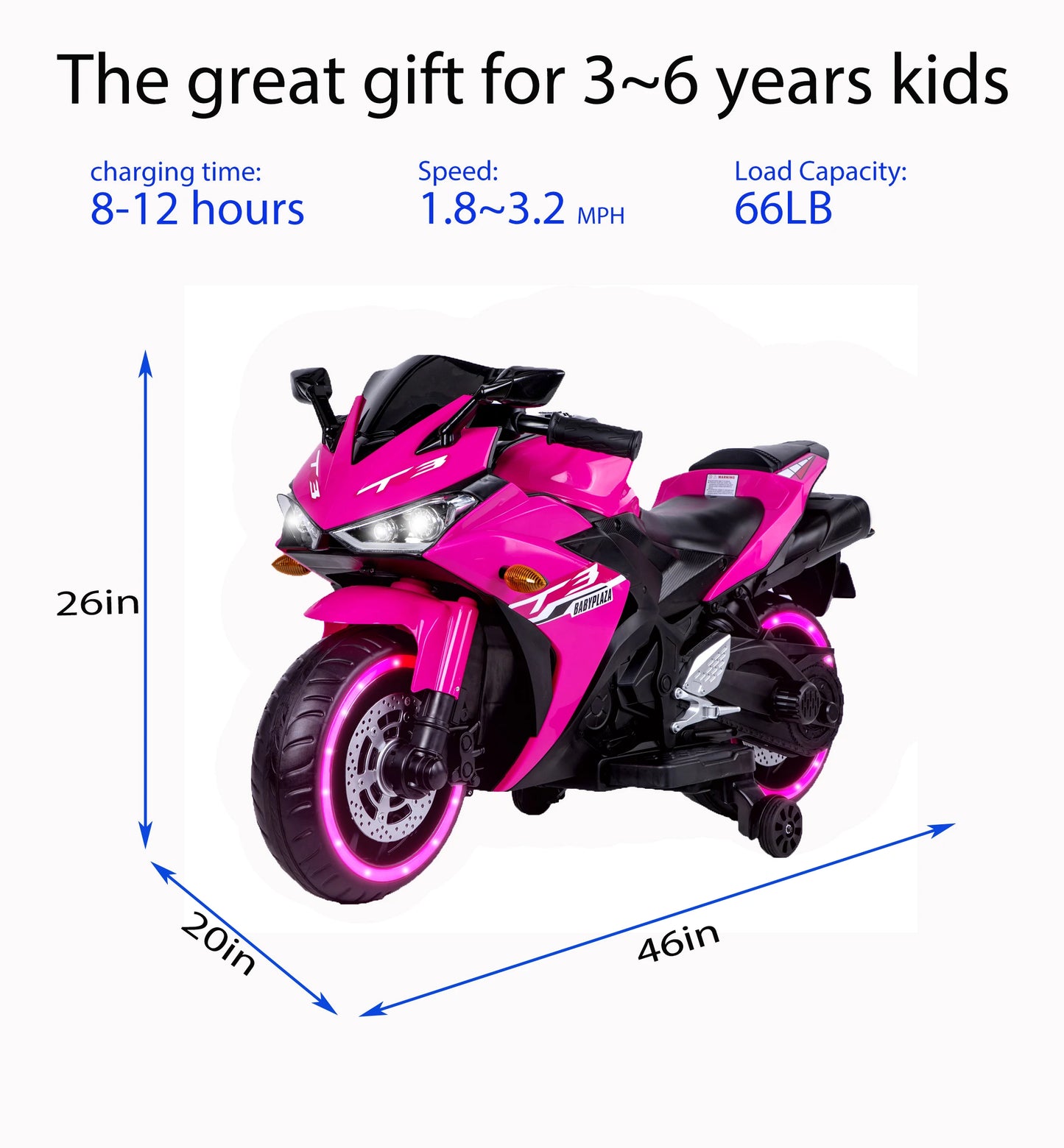 12V Kids Motorcycle Ride-On Toy with Training Wheels