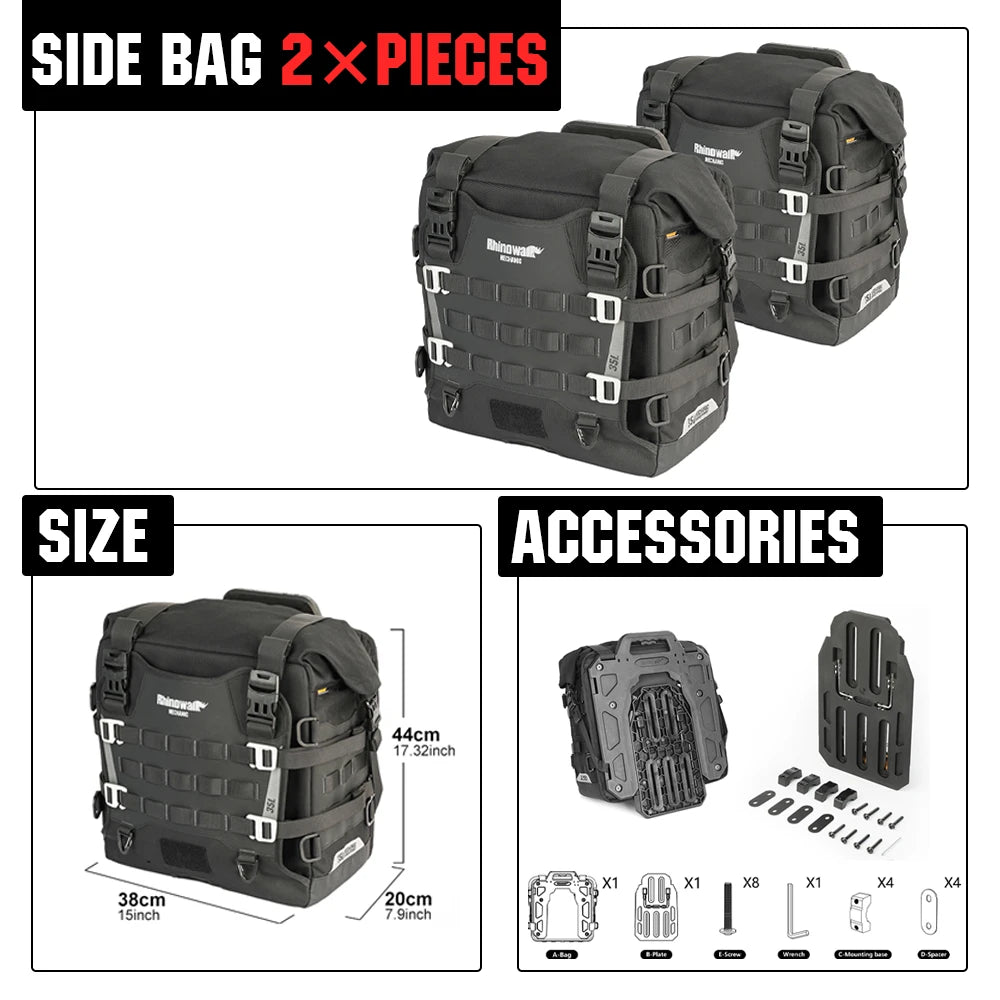 Motorcycle Pannier Bag – Waterproof 35L Saddle Bags | Rhinowalk