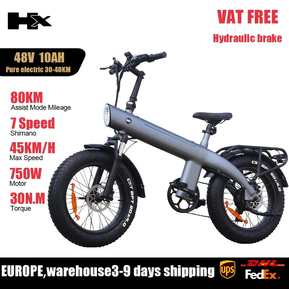 HX Q20PRO 2000W Fat Tire Folding E-Bike - Long Range Power