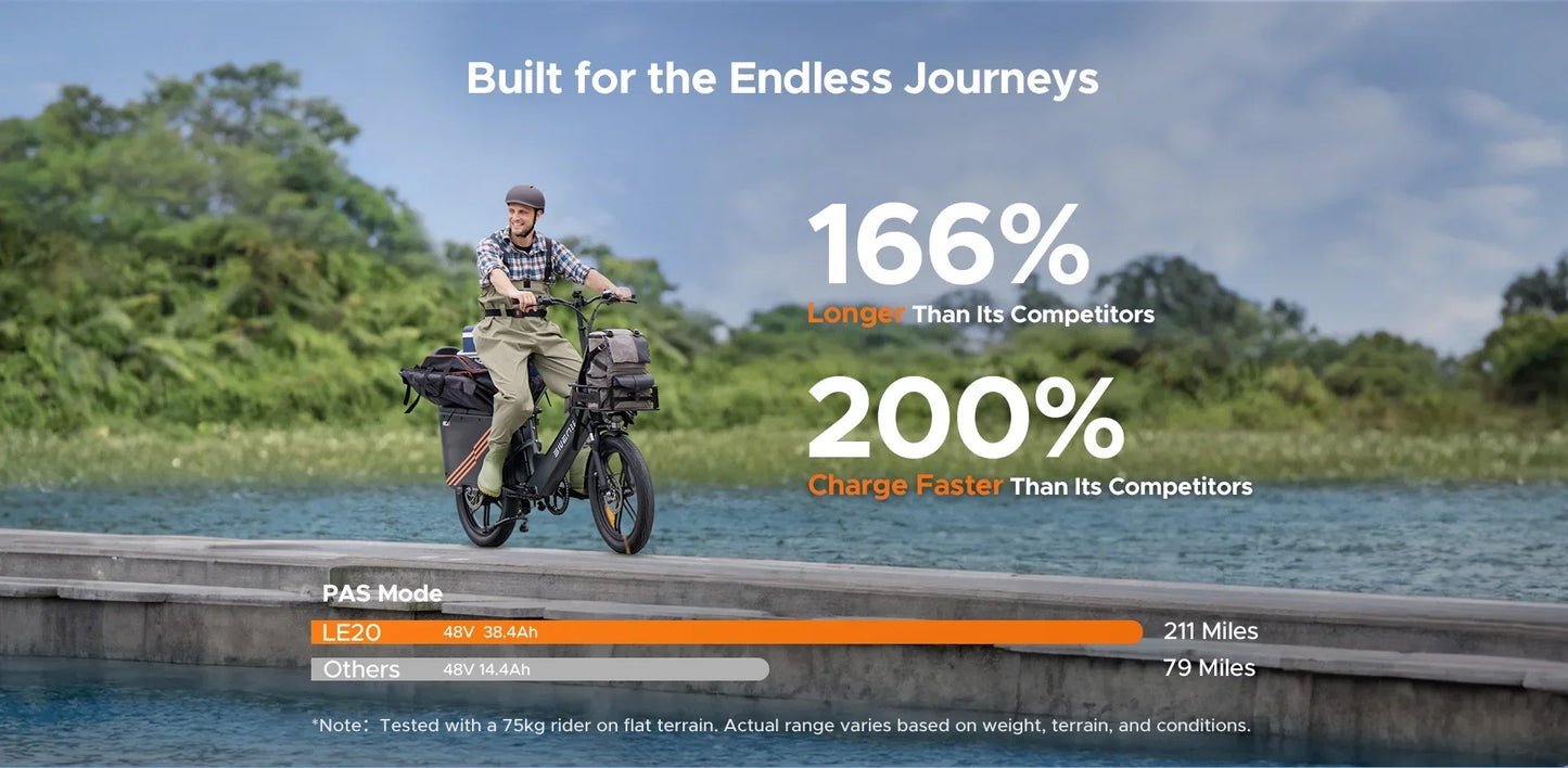 Engwe LE20 250W Electric Cargo Bike | Dual Battery 38.4Ah