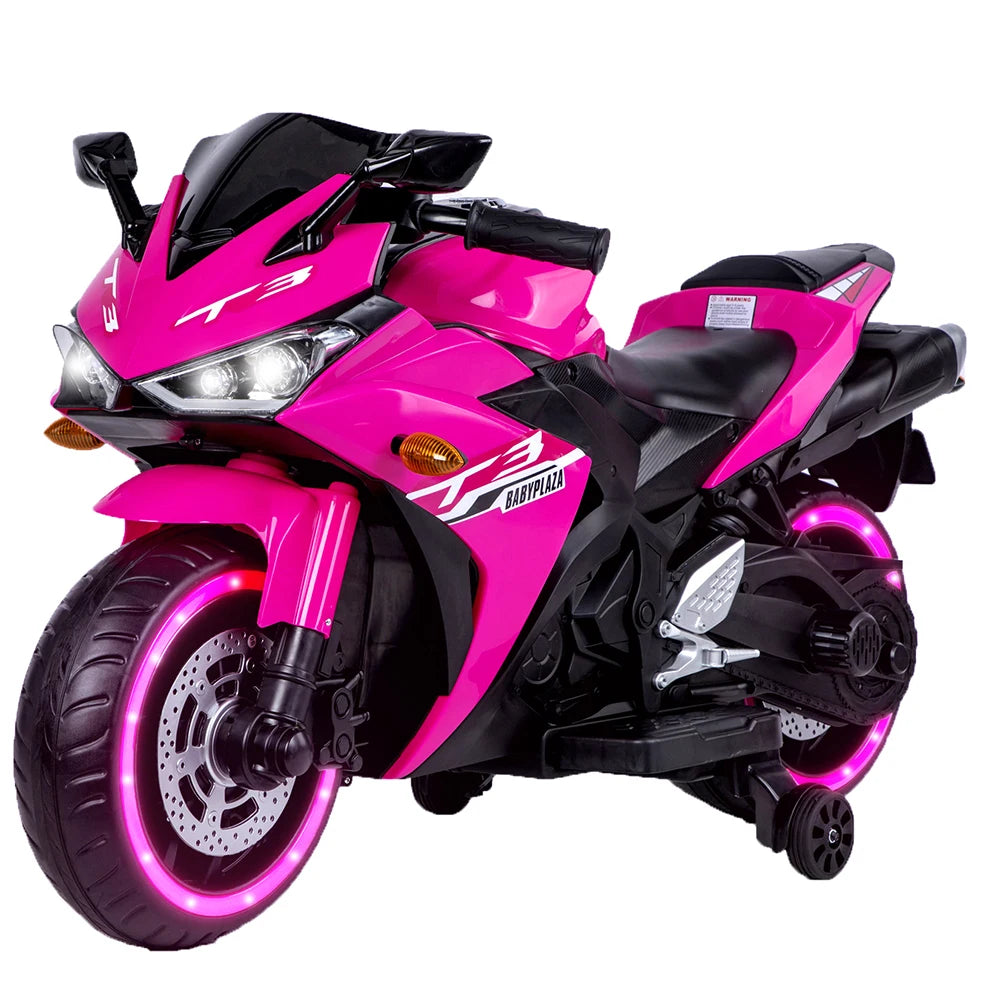 12V Kids Motorcycle Ride-On Toy with Training Wheels