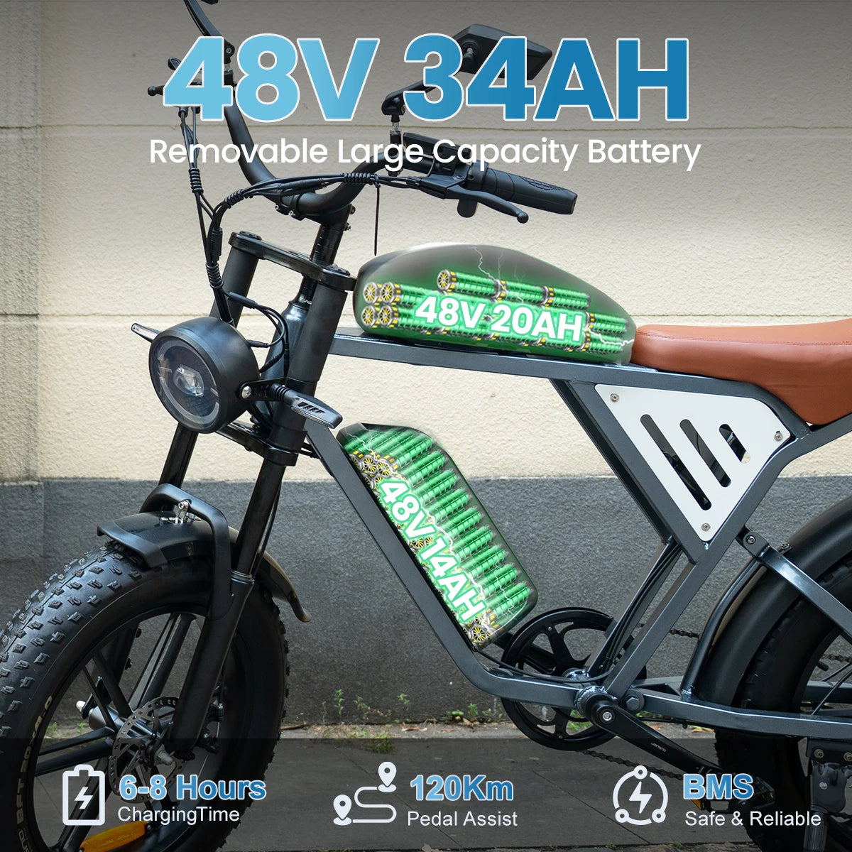 E-Bike X70 750W Dual Battery | 120 Mile Long Range Electric Fat Bike