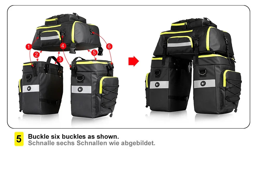 Bicycle Pannier Bag – Waterproof 3-in-1 Saddle Backpack | Rhinowalk