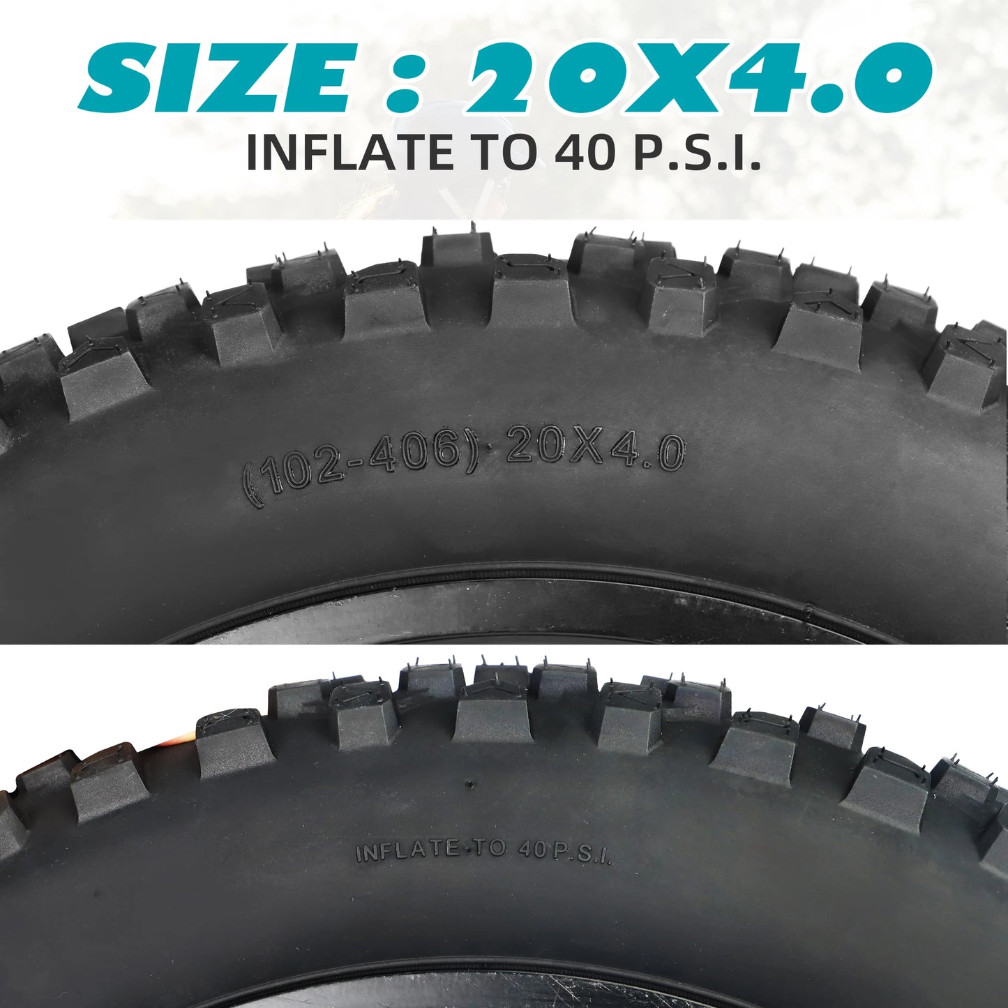 ZUKKA 2 Pack Fat Tire for E-Bike | 20x4.0 Heavy-Duty Mountain & Snow Bike Tires