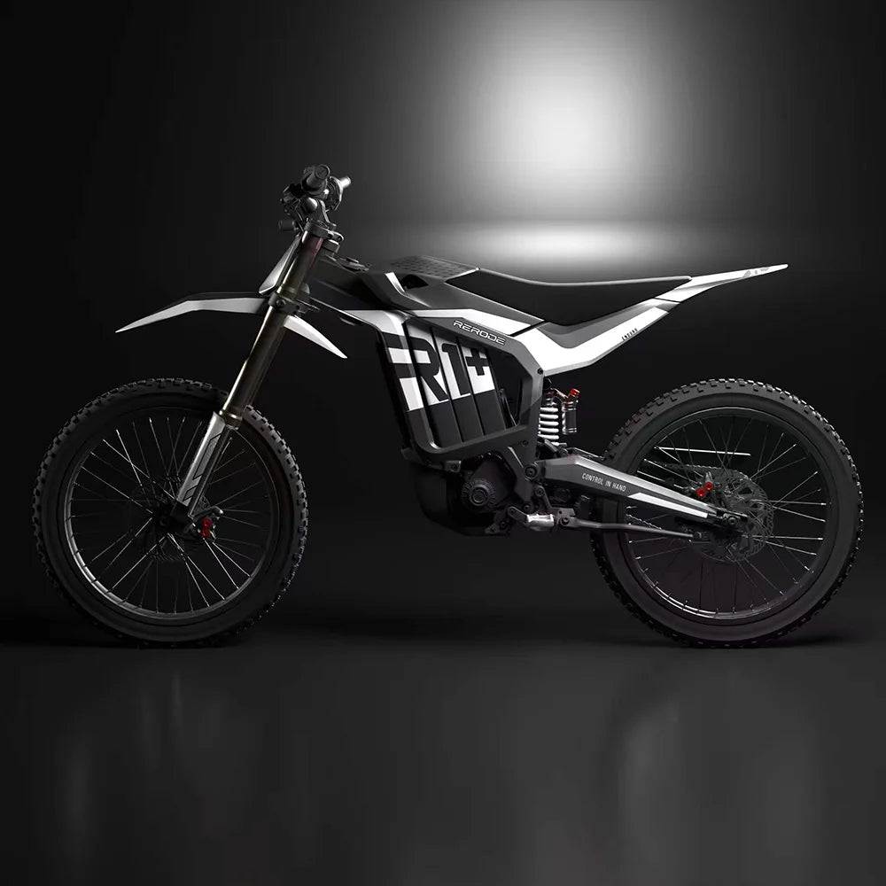 Motorcycle with 'FTR' branding on a dark background