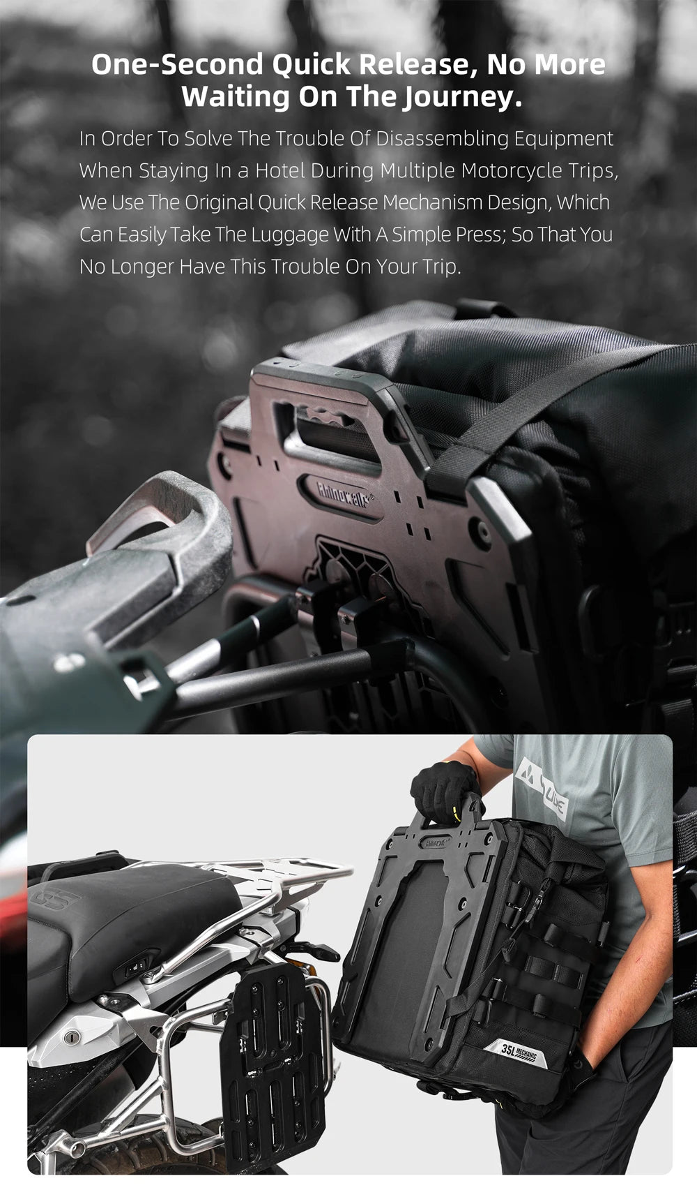 Motorcycle Pannier Bag – Waterproof 35L Saddle Bags | Rhinowalk