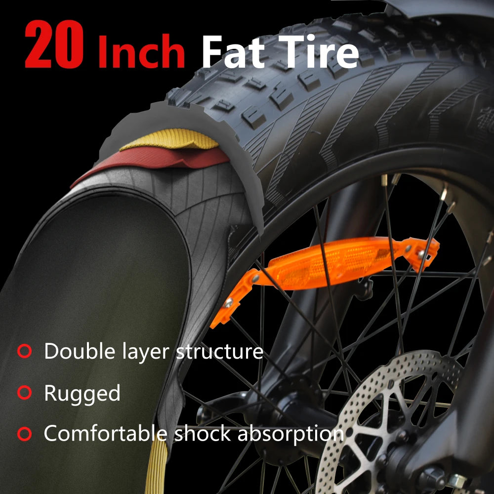 HX Q20PRO 2000W Fat Tire Folding E-Bike - Long Range Power