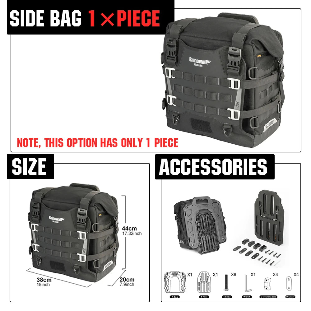 Motorcycle Pannier Bag – Waterproof 35L Saddle Bags | Rhinowalk