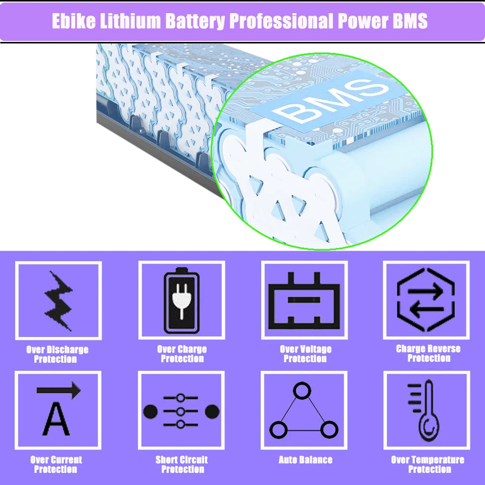 48V 17.5Ah Removable Lithium Battery Pack for 250W–1000W Folding E-Bikes