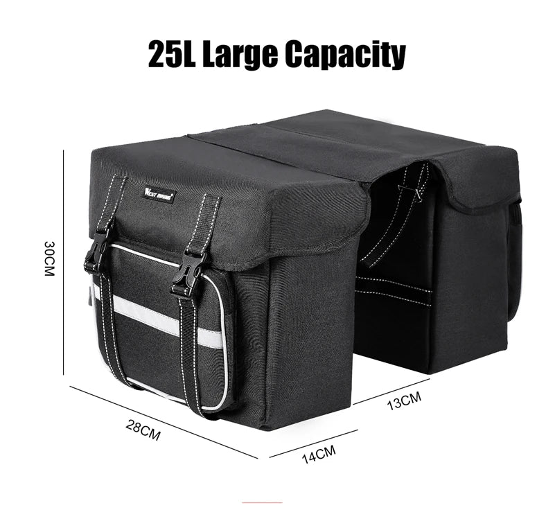 WEST BIKING 25L E-Bike Rear Seat Pannier Bag – Double Trunk