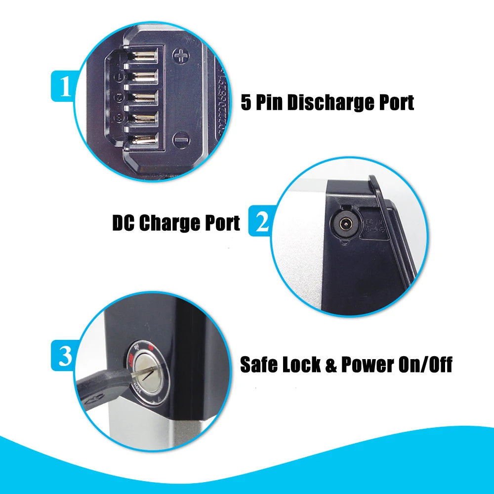 48V 17.5Ah Removable Lithium Battery Pack for 250W–1000W Folding E-Bikes