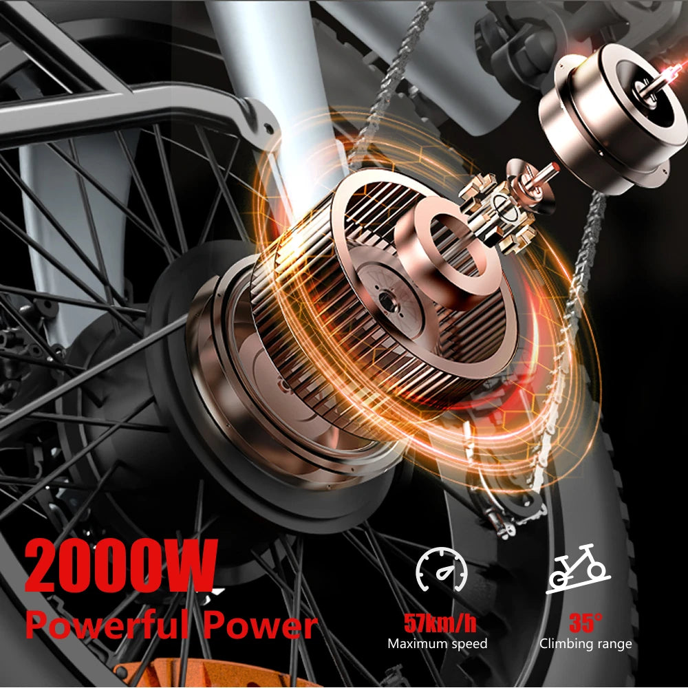 HX Q20PRO 2000W Fat Tire Folding E-Bike - Long Range Power