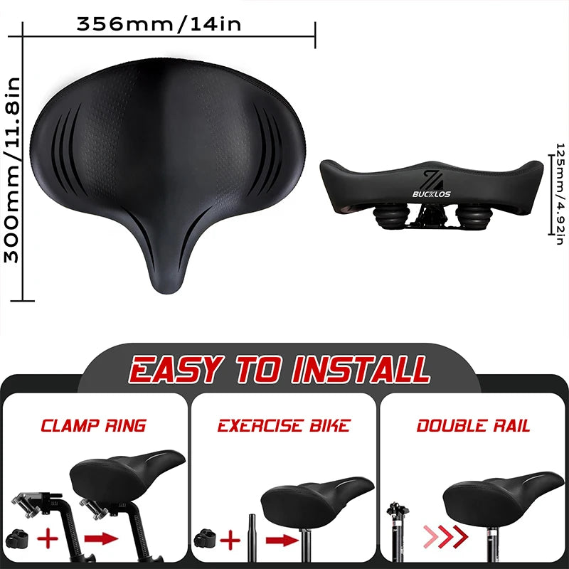 BUCKLOS Widen Thicken Over-sized Bike Saddle (300mm x 356mm)