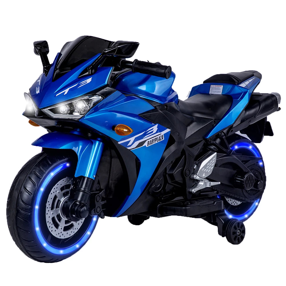 12V Kids Motorcycle Ride-On Toy with Training Wheels
