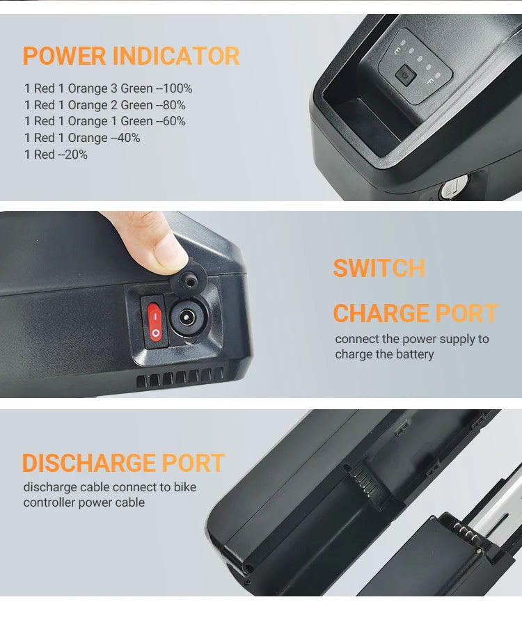 Ebike Lithium Battery 48V for 500W–1200W Motors | Fast Charger