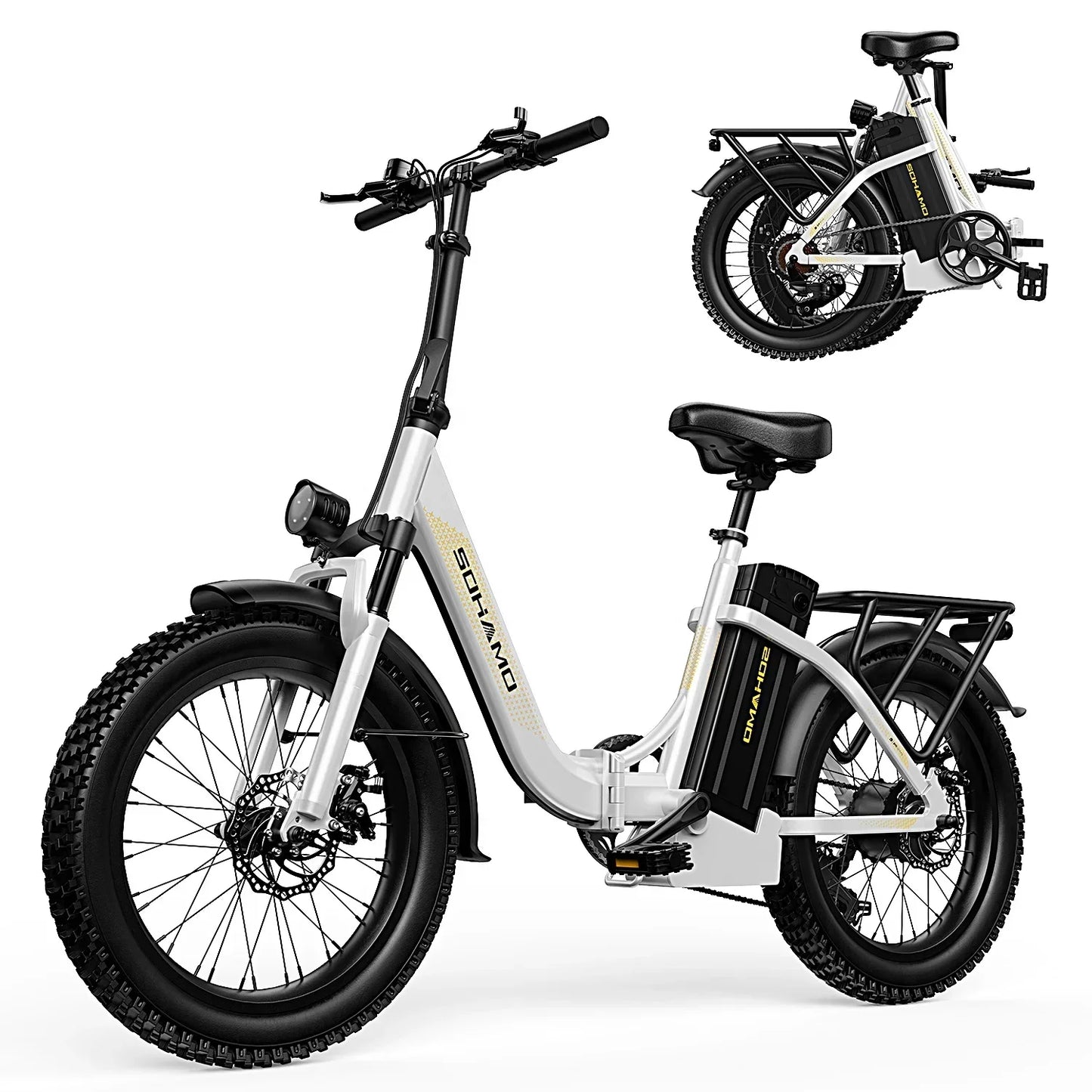 SOHAMO S3 Step-Thru Folding Electric Bike – 750W Power Ride