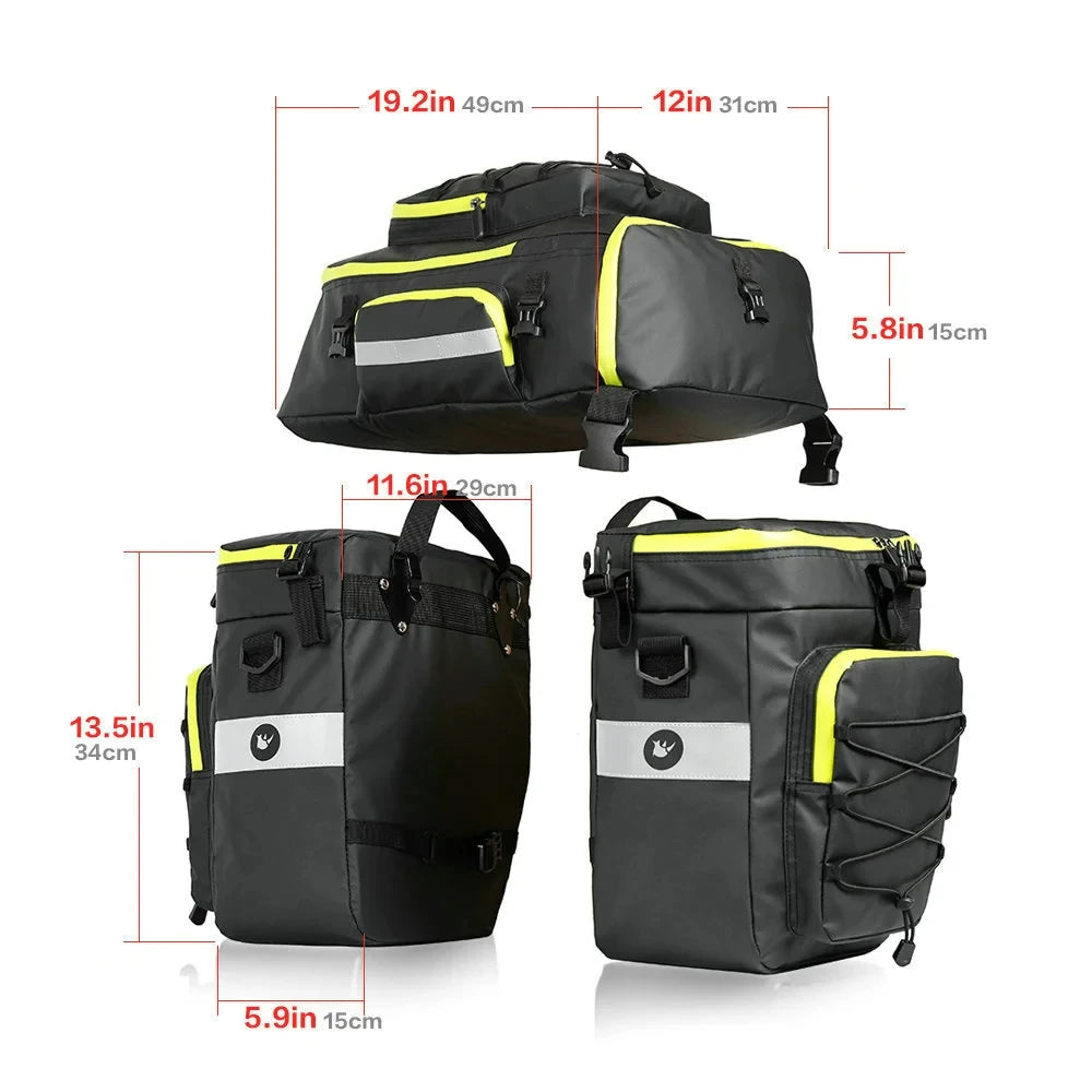 Bicycle Pannier Bag – Waterproof 3-in-1 Saddle Backpack | Rhinowalk