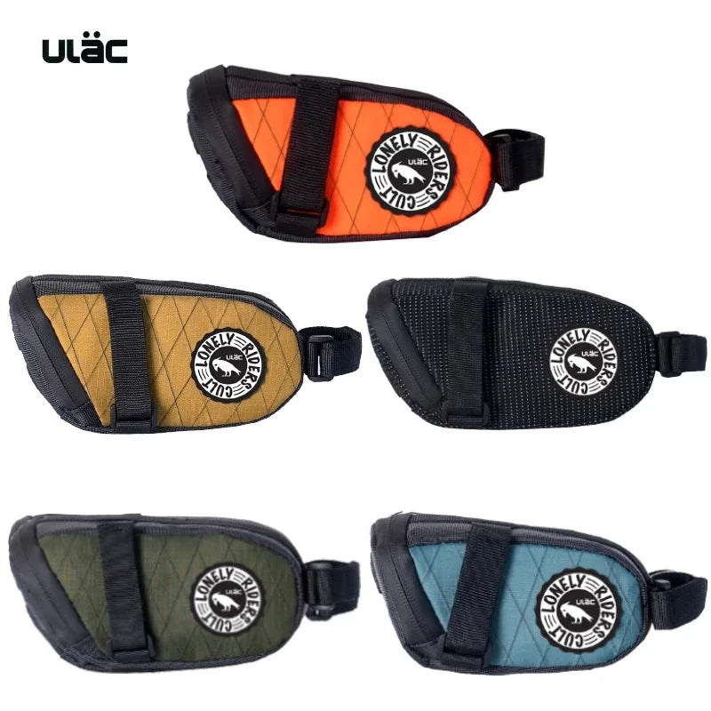 Set of five waist bags in different colors with a visible brand logo on a white background.