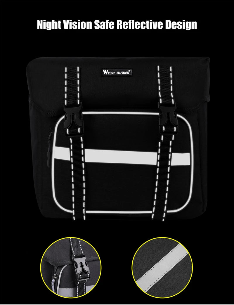 WEST BIKING 25L E-Bike Rear Seat Pannier Bag – Double Trunk