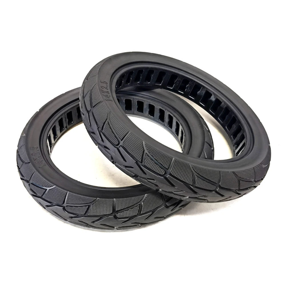 14x2.50 Solid Tire for Electric Bike – Honeycomb, Shock-Absorbing, Explosion-Proof