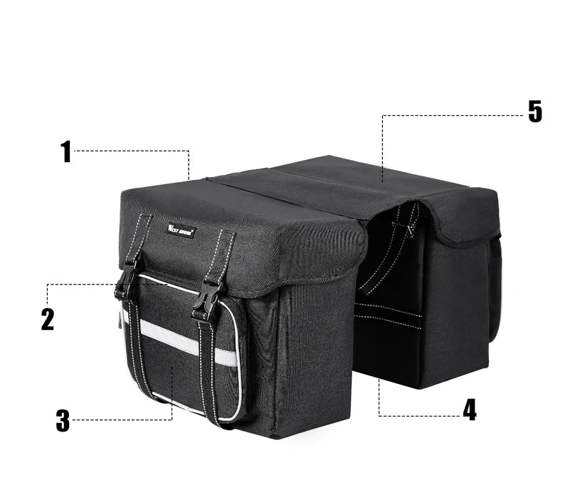 WEST BIKING 25L E-Bike Rear Seat Pannier Bag – Double Trunk