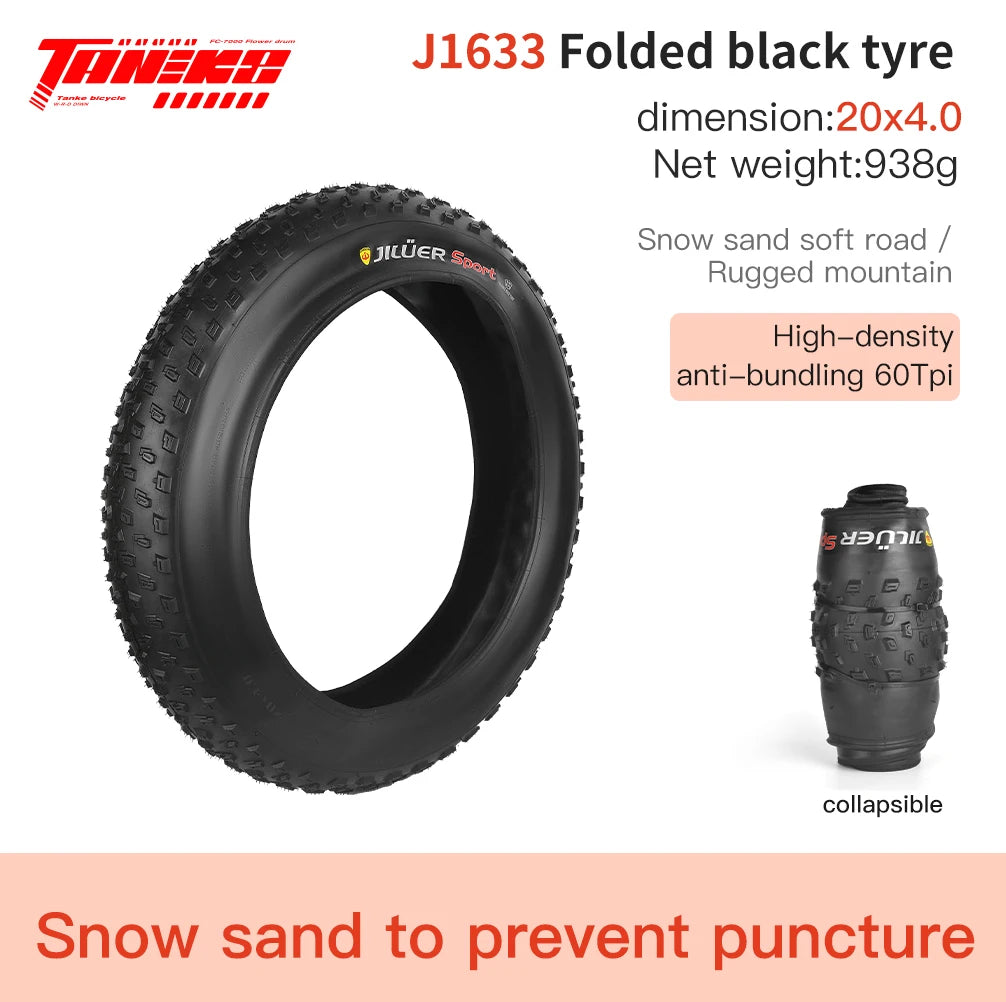 TANKE 20x4.0 & 26x4.0 Anti-Puncture Fat Tire | E-Bike Snow Beach Tire