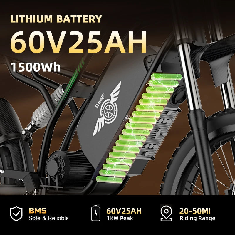 Freego N3 Electric Bike 3000W 60V 25Ah | Fast E-Bike for Adults