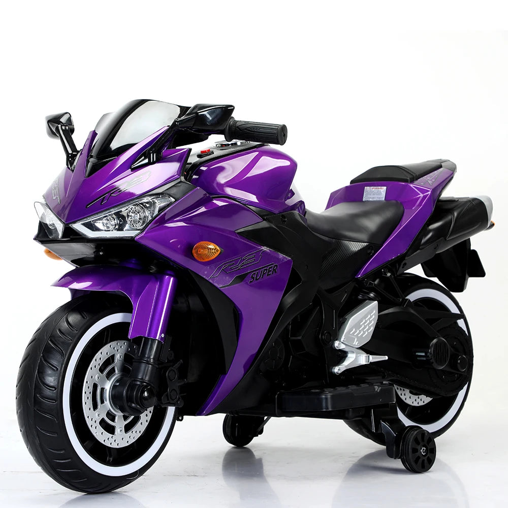 12V Kids Motorcycle Ride-On Toy with Training Wheels
