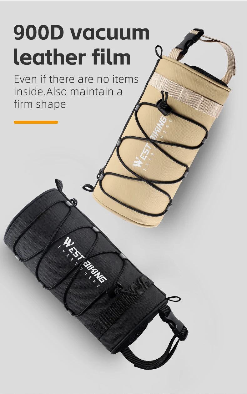 Black and beige cylindrical bags with 'Westfalking' branding on a light gray background.