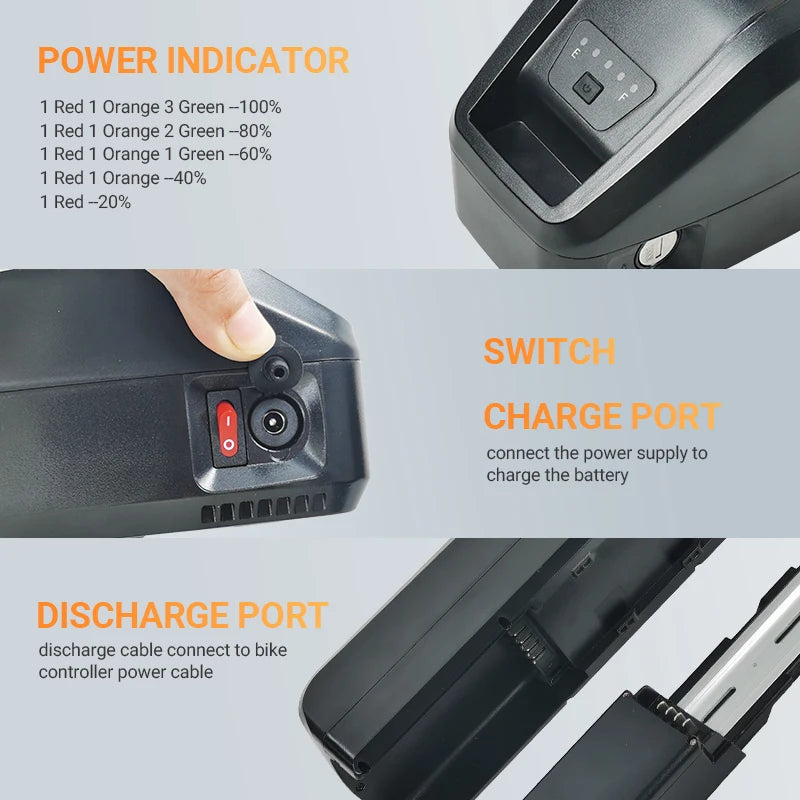 Ebike Lithium Battery 48V for 500W–1200W Motors | Fast Charger
