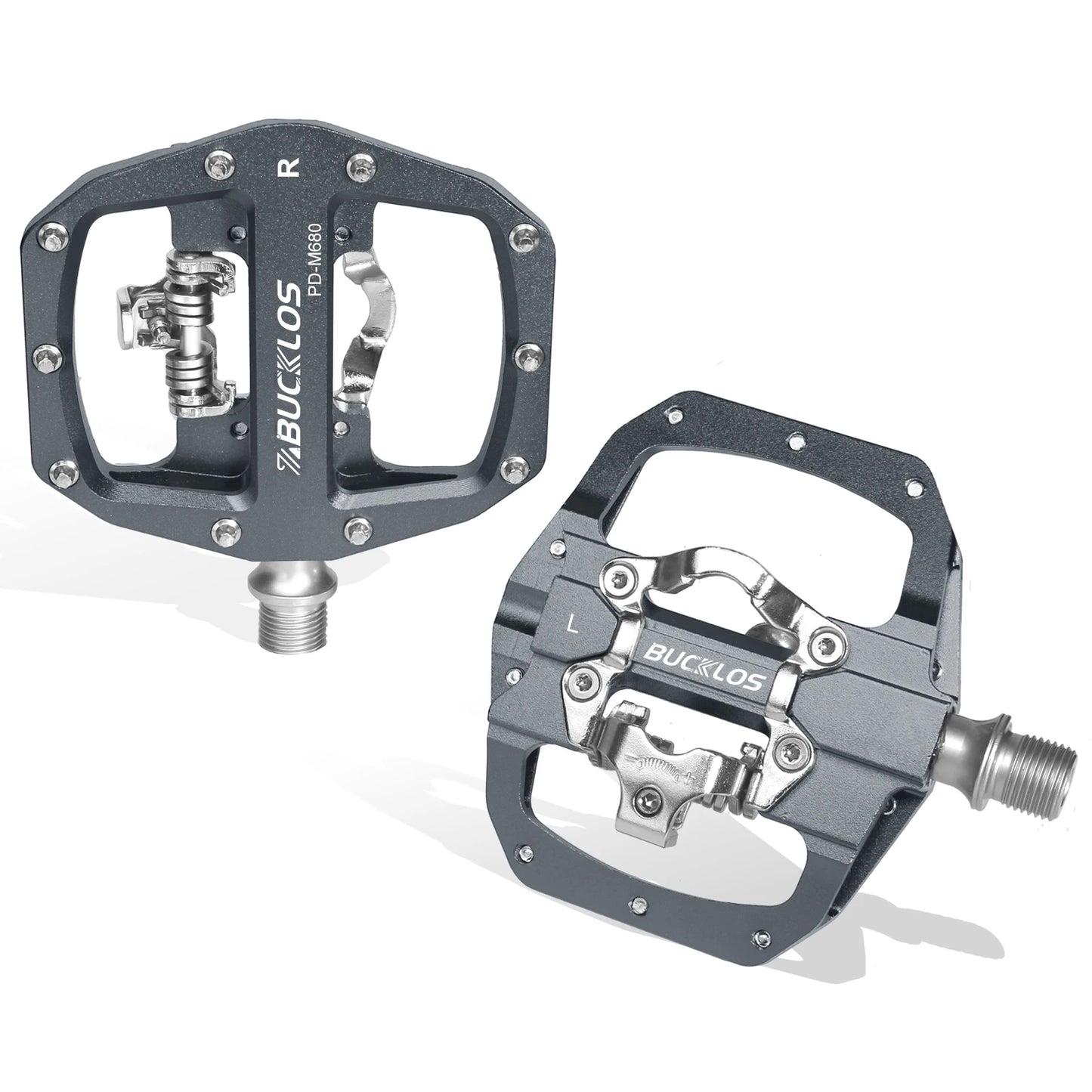 BUCKLOS Dual Function MTB E-Bike Pedals – SPD & Flat Platform
