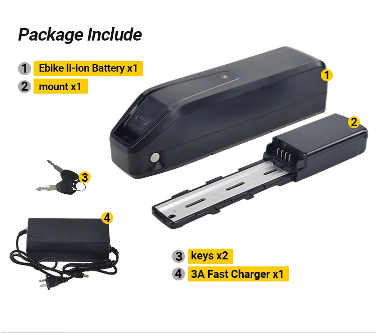 Ebike Lithium Battery 48V for 500W–1200W Motors | Fast Charger