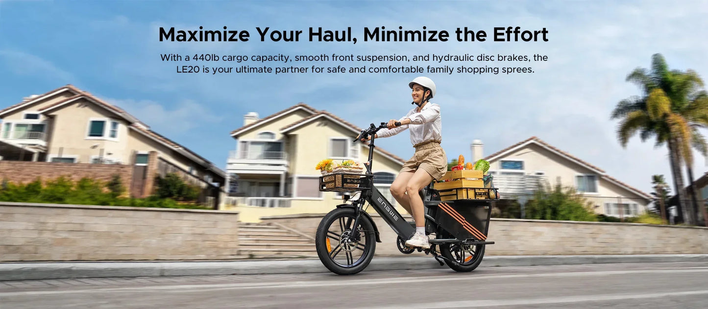 Engwe LE20 250W Electric Cargo Bike | Dual Battery 38.4Ah