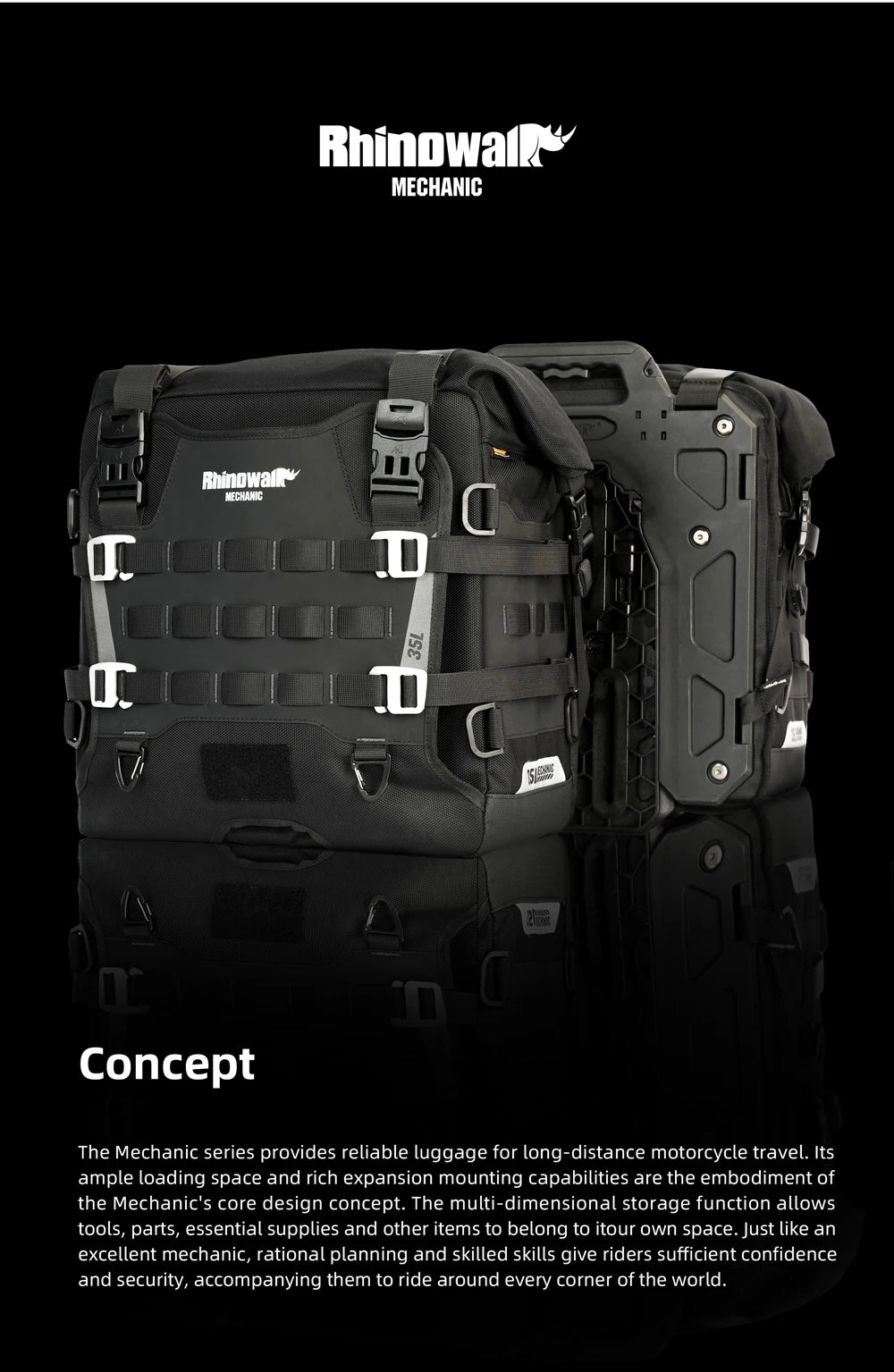 Motorcycle Pannier Bag – Waterproof 35L Saddle Bags | Rhinowalk