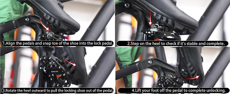 BUCKLOS Dual Function MTB E-Bike Pedals – SPD & Flat Platform