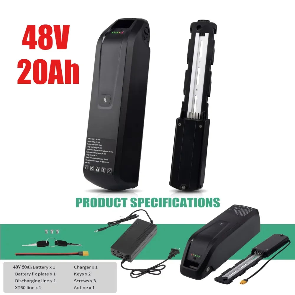 36V 48V 15Ah 20Ah Hailong Li-ion EBike Battery for 1000W 750W 500W