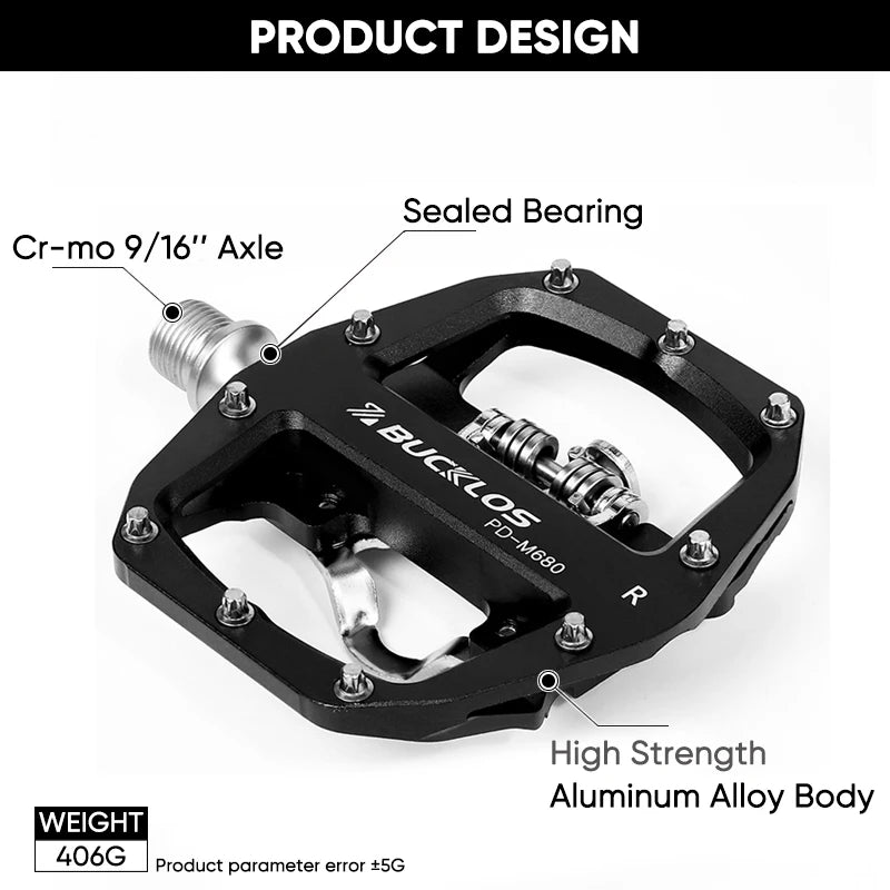 Bicycle pedal with labeled features on a white background
