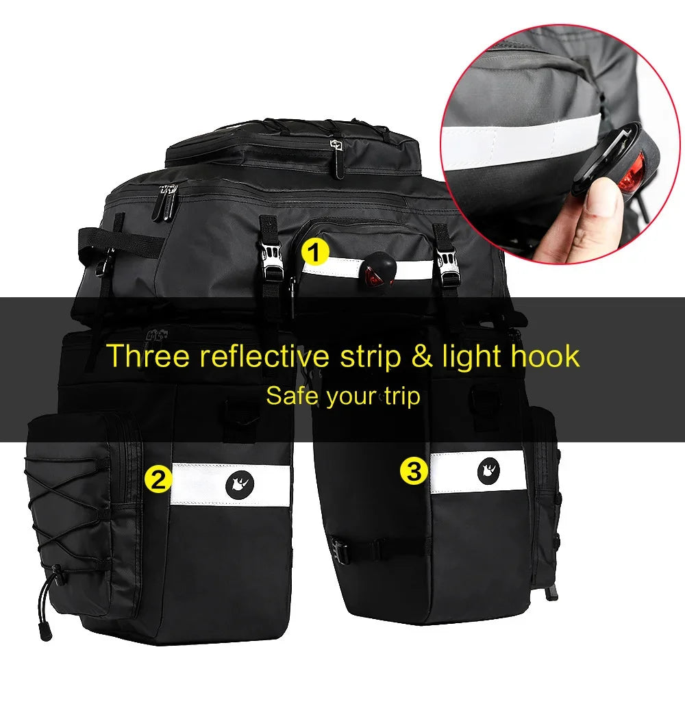 Bicycle Pannier Bag – Waterproof 3-in-1 Saddle Backpack | Rhinowalk